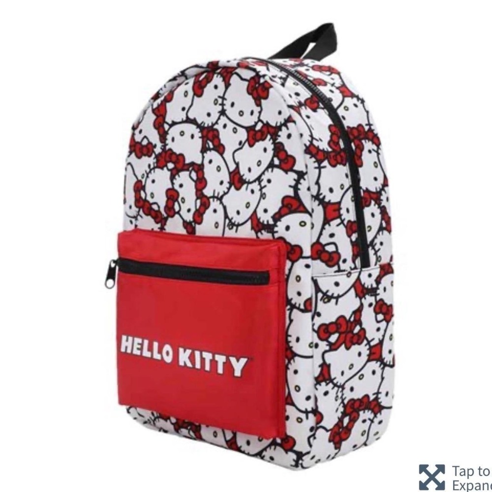 Sanrio Hello Kitty All Over Print Backpack Red‎ White Black Kids  Bag